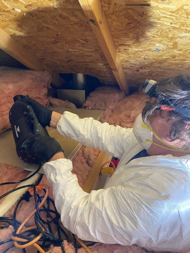 Kent doing mold remediation. Fogging an attic after clean up.